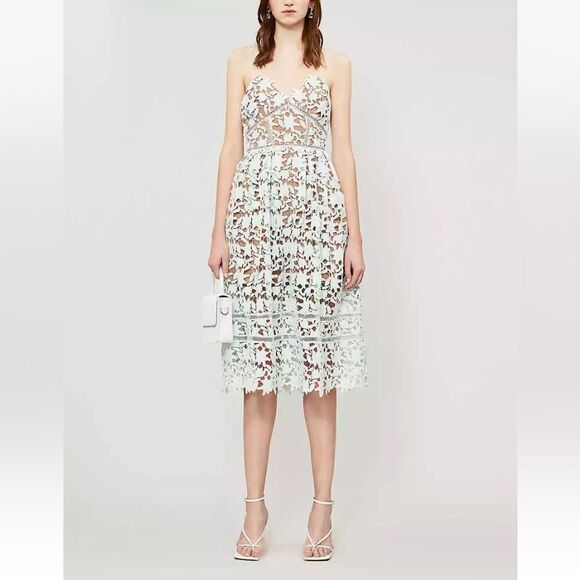 Self-Portrait Azaelea Midi Green Dress Mint Size 2 - Picture 3 of 13